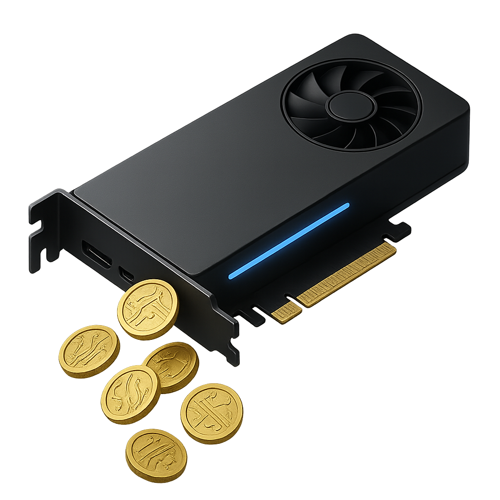 GPU with cryptocurrency coins